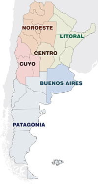 Mapa de Regiones Argentina